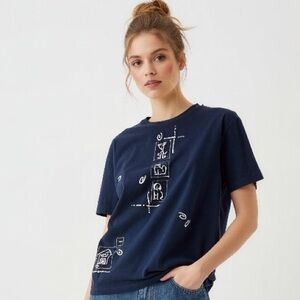 Vintage Cité Graphic Dog Tee Black 100% Cotton Size L
